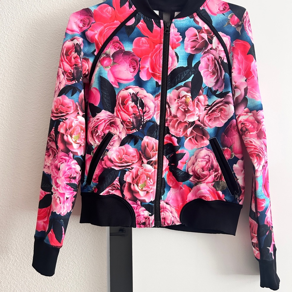 Lululemon Athletica Vibrant Pink Floral Bomber Jacket